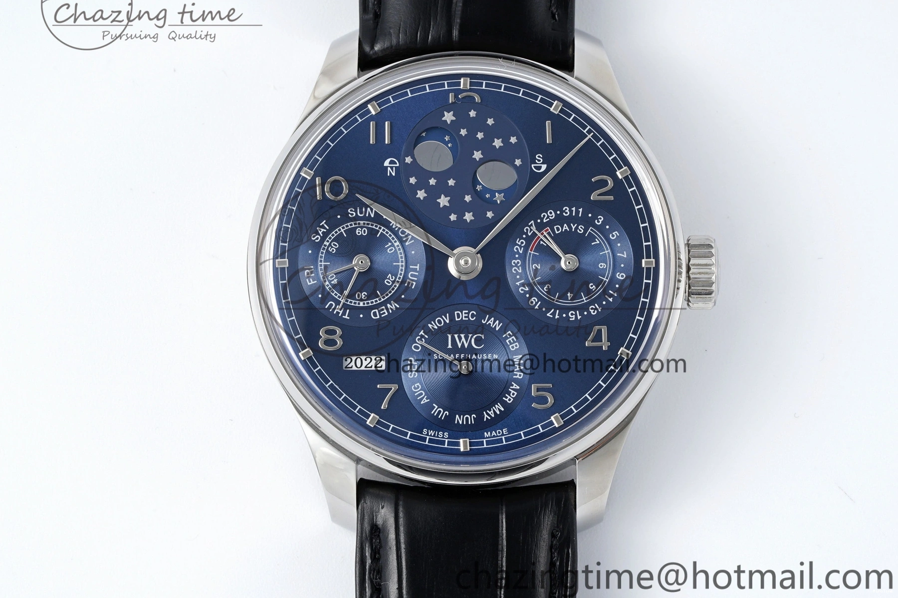 MIROTIME 0323 Bold Portugieser Perpetual Calendar SS 5033 APSF 1:1 Best Edition Blue Dial on Black Leather Strap A52610 Clone 7041